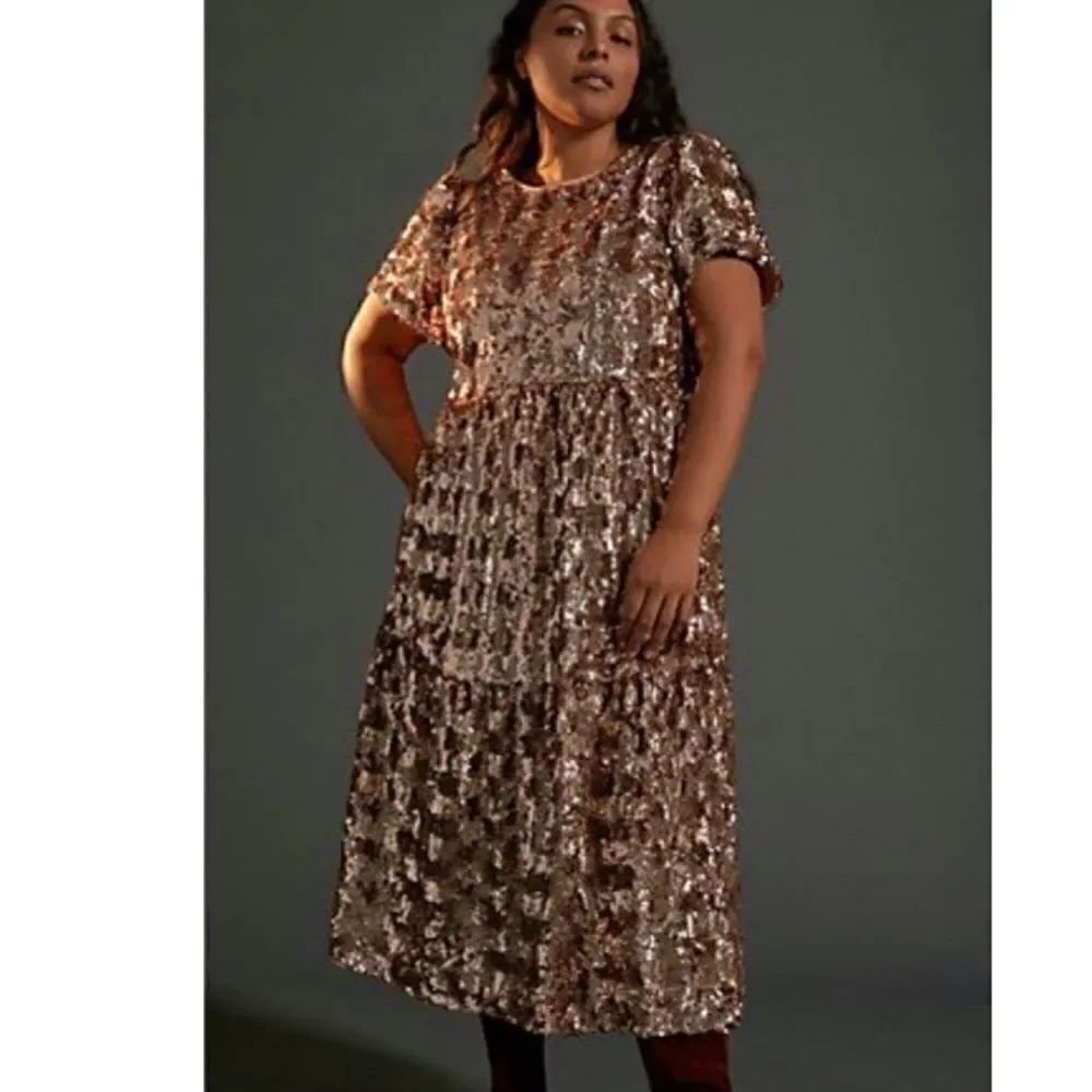Anthropologie Bernadette Sequined Midi Dress